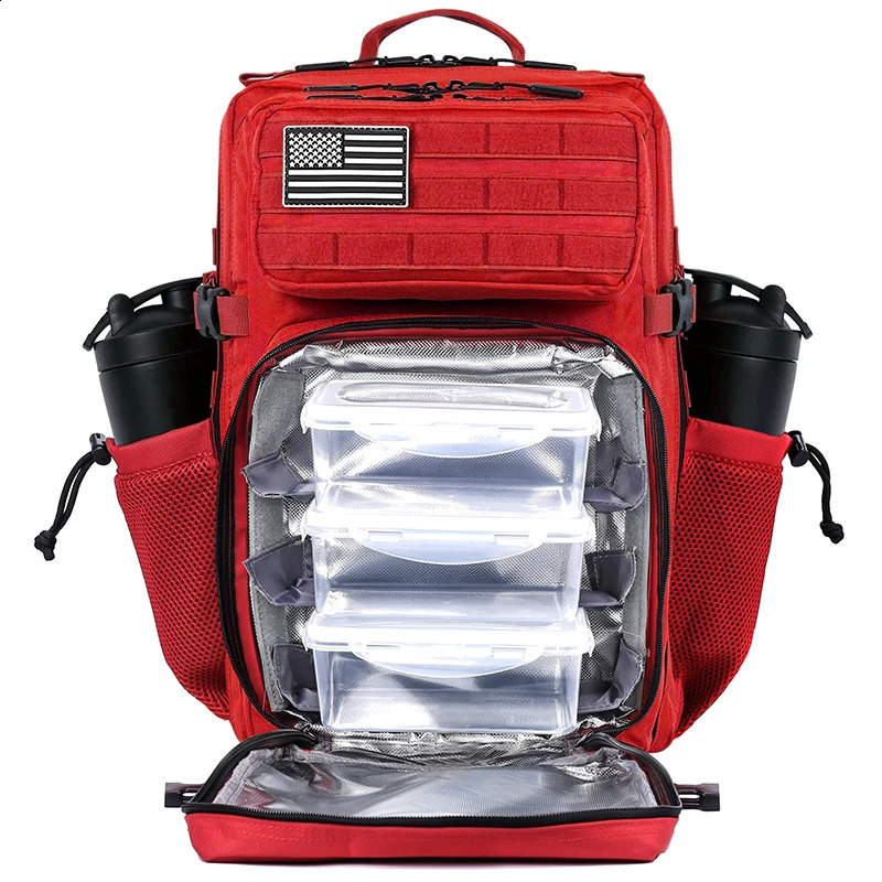45L Meal Prep Management Backpack Gym Tactical Waterproof Insulated Lunch Cooler Bag Hiking Camping Travel Rucksack 250820