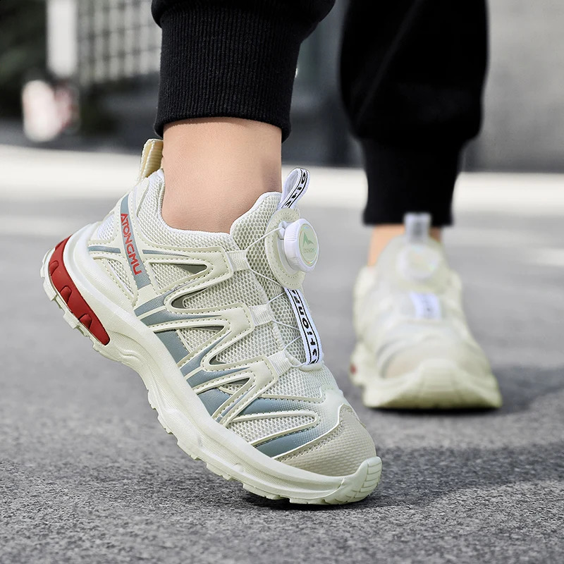 Fashion Rotary Buckle Kids Comfy Platform Childrens Sports Breathable Running Shoes Girls Boys Casual Sneakers C260130