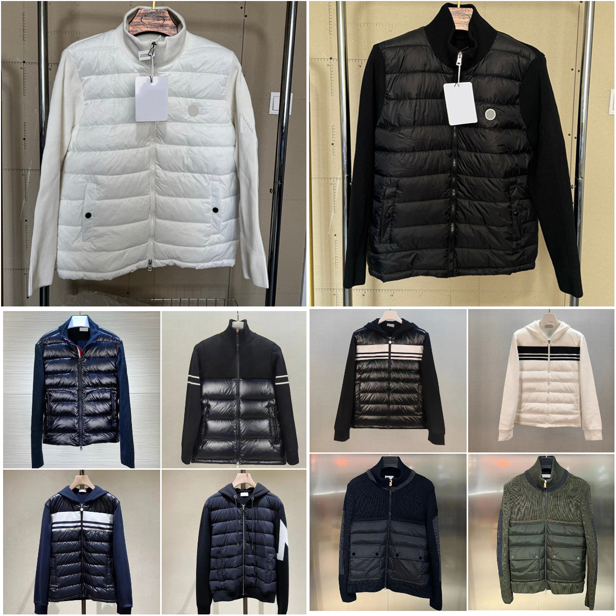 mens knit cardigan jacket designer cardigan high quality puffer jacket fashion splicing knitted sleeve cardigan mens down parkas classic designer puffer Coat