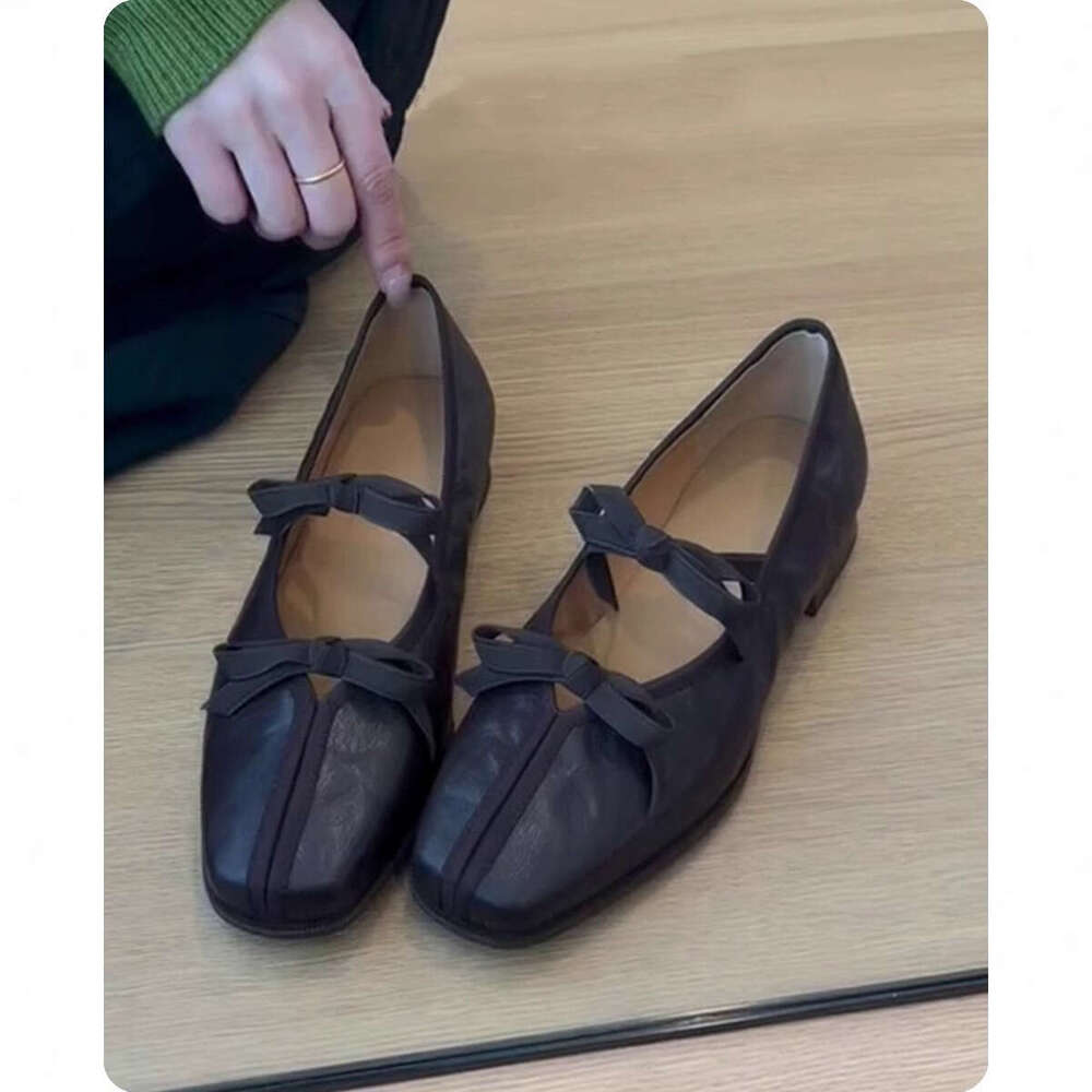 Lancui French Ballet for Women Soft Sole with Dress 2025 Spring Mary Jane Bowknot Flat Single Shoes