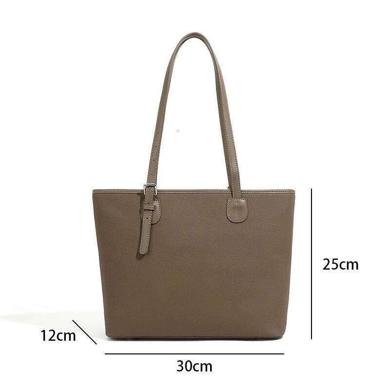 2025 Women's Genuine Leather Simple Tote Designer Commuter Shoulder Bag Large Capacity Vintage Shopping Handbag