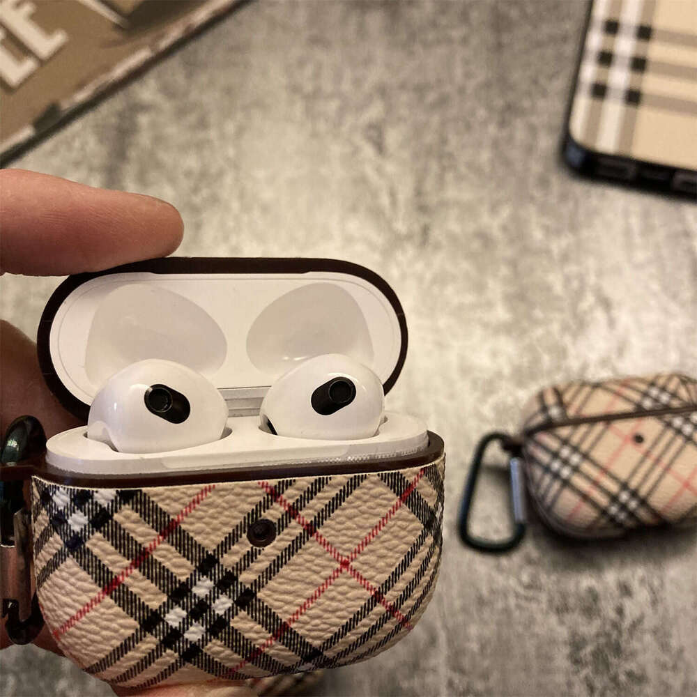 Compatible with Apple Pro Earphone Case Luxury Wireless 123 Generation Bluetooth Striped Leather Hard Shell Trendy