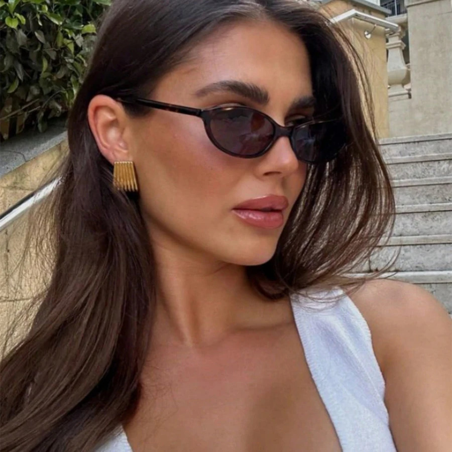 Retro Oval Frame Sunglasses Fashion Personalized Trendy Small Frame Sunglasses Punk Cat Eyes Sunshade Sun Protection Glasses 250829