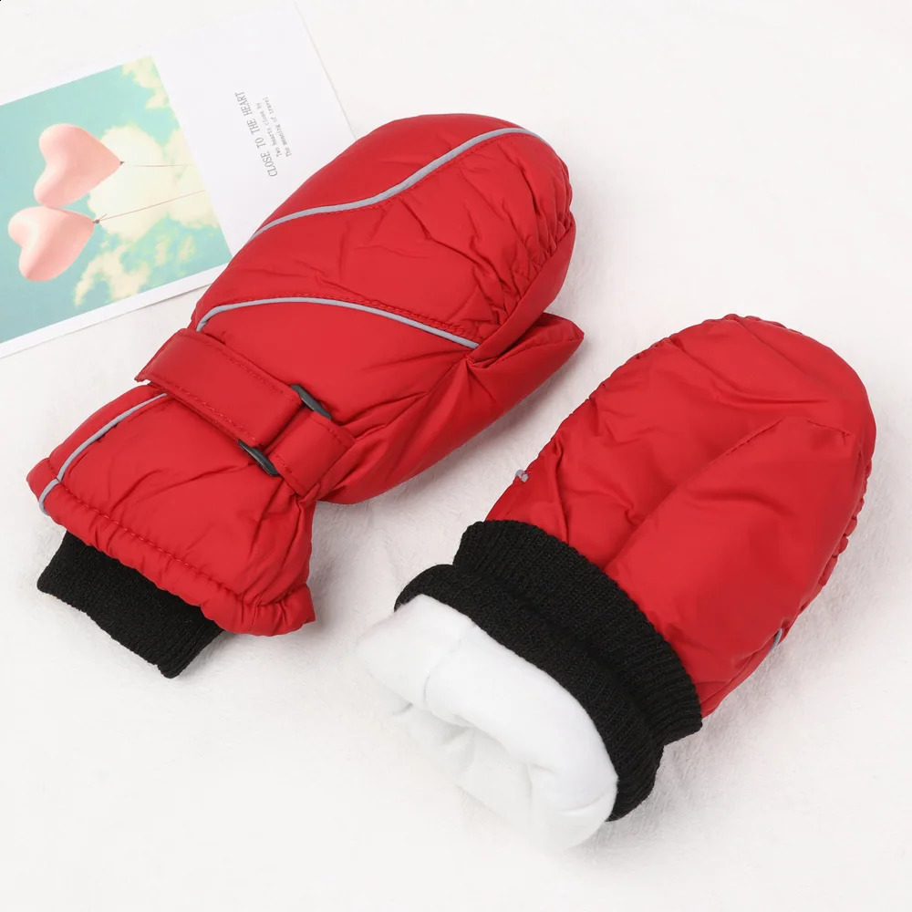 Children Ski Gloves Winter Thicken Warm Boys Girls Full Finger Mittens Nonslip Adjustable Windproof Waterproof For 59Y Kids 250828