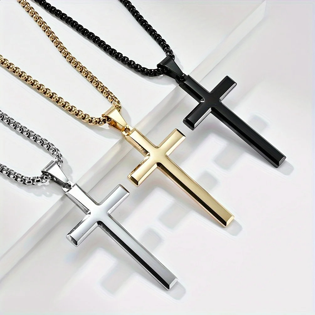Collier Homme Spiritual Male Stainless Steel Necklace Mans Jesus Cross Necklaces for Man Collar Hombre Fathers Day Gifts250829