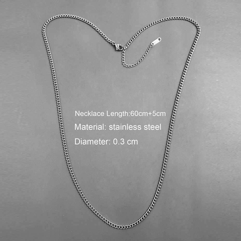 Stainless Steel Gold color Chain Necklace for men Long Chain Choker Men Collar Neck Lace Diy Pendant Silver Color Cord Lobster 250829