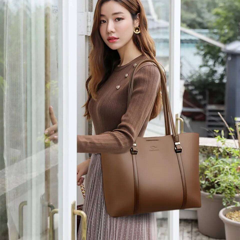 Shopping For Daily Commuting Shoulder High-End Pu Leather Handbags Caual Tote Hand Bags For Mother Sac New
