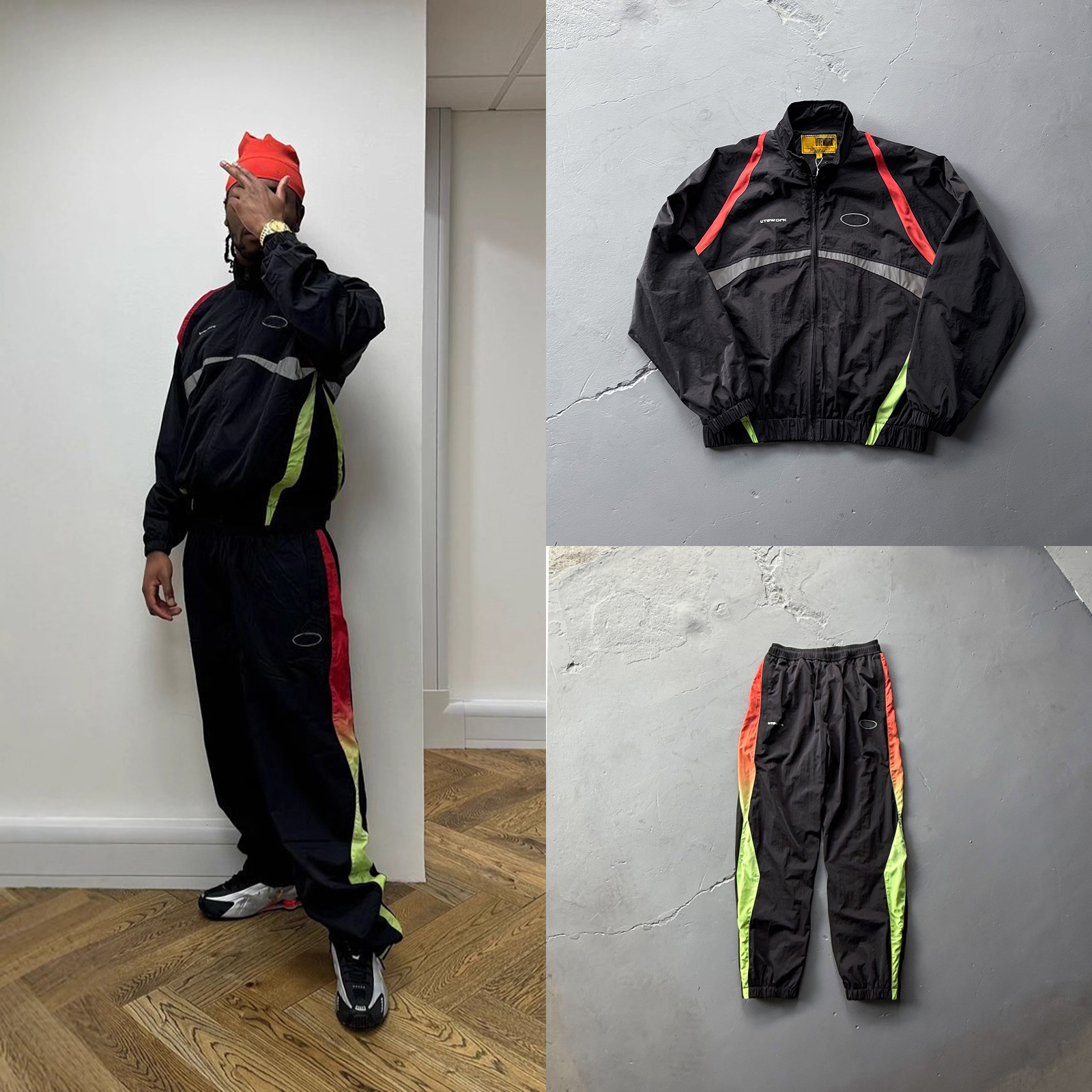 Designer Mens Tracksuit Embroidered Logo High Street Hip Hop Autumn Mens Thin Woven Zip Jacket Joggers Streetwear