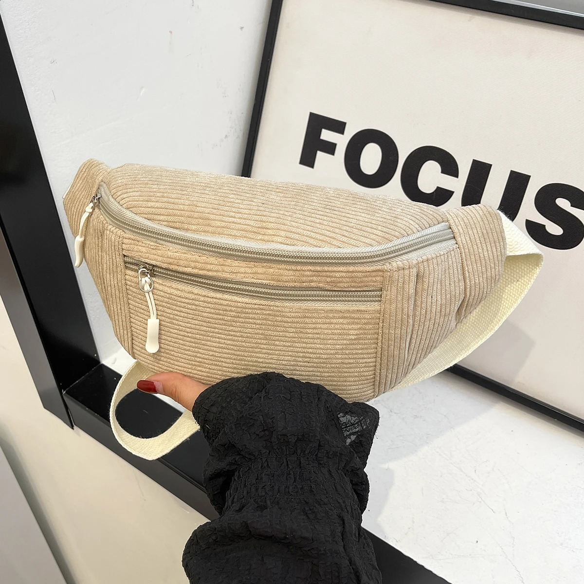 Women Waist Bag Corduroy Student Shoulder Handbag Crossbody Chest Breast Bag Fanny Pack Fashion Phone Female Bum Belt Purse 250829