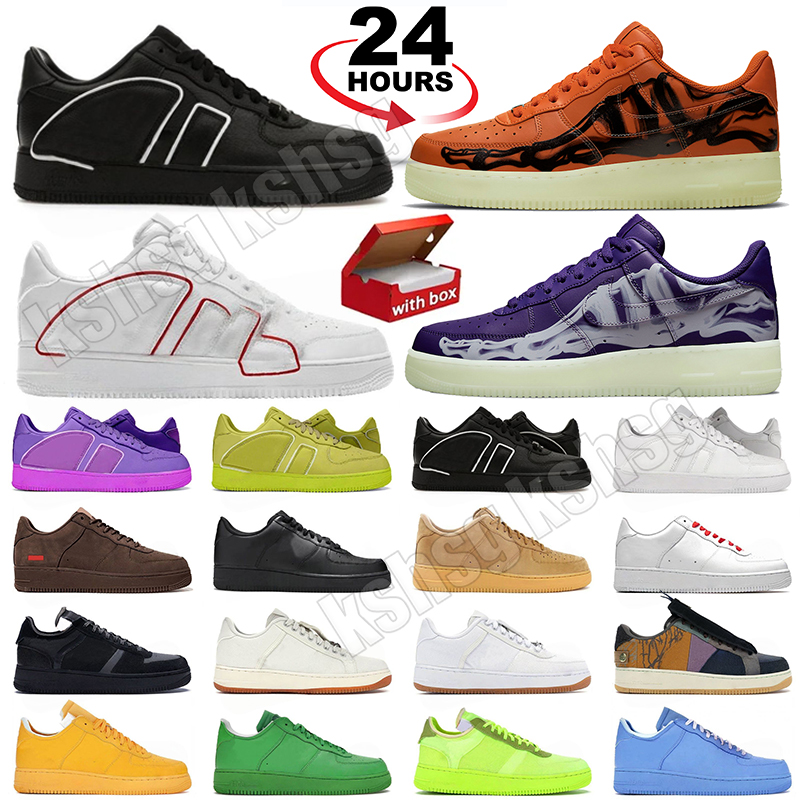 With Box Men Women One Casual shoes skate Low Sneakers White Gum Grery Pink Prime Pine Green mens Trainers Outdoor Shoes 36-45