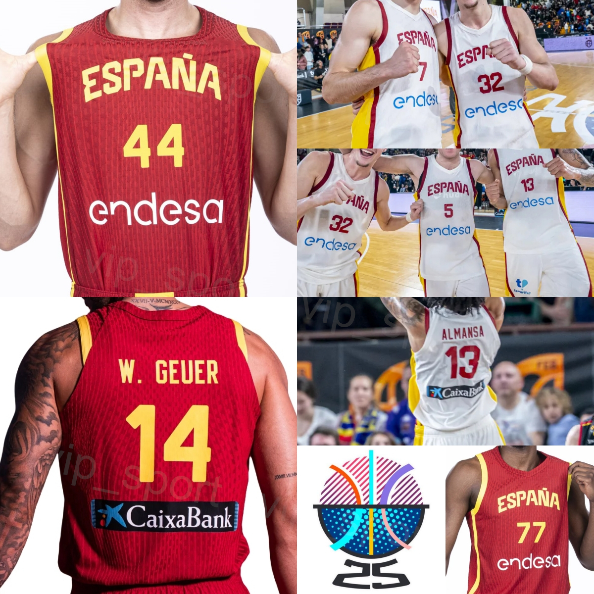 Print Basketball Sergio de Larrea Jersey Spain EuroBasket Yankuba Sima Mario Saint-Supery Joel Parra Juancho Hernangomez Willy Hernangomez Child Women Mens 25-26