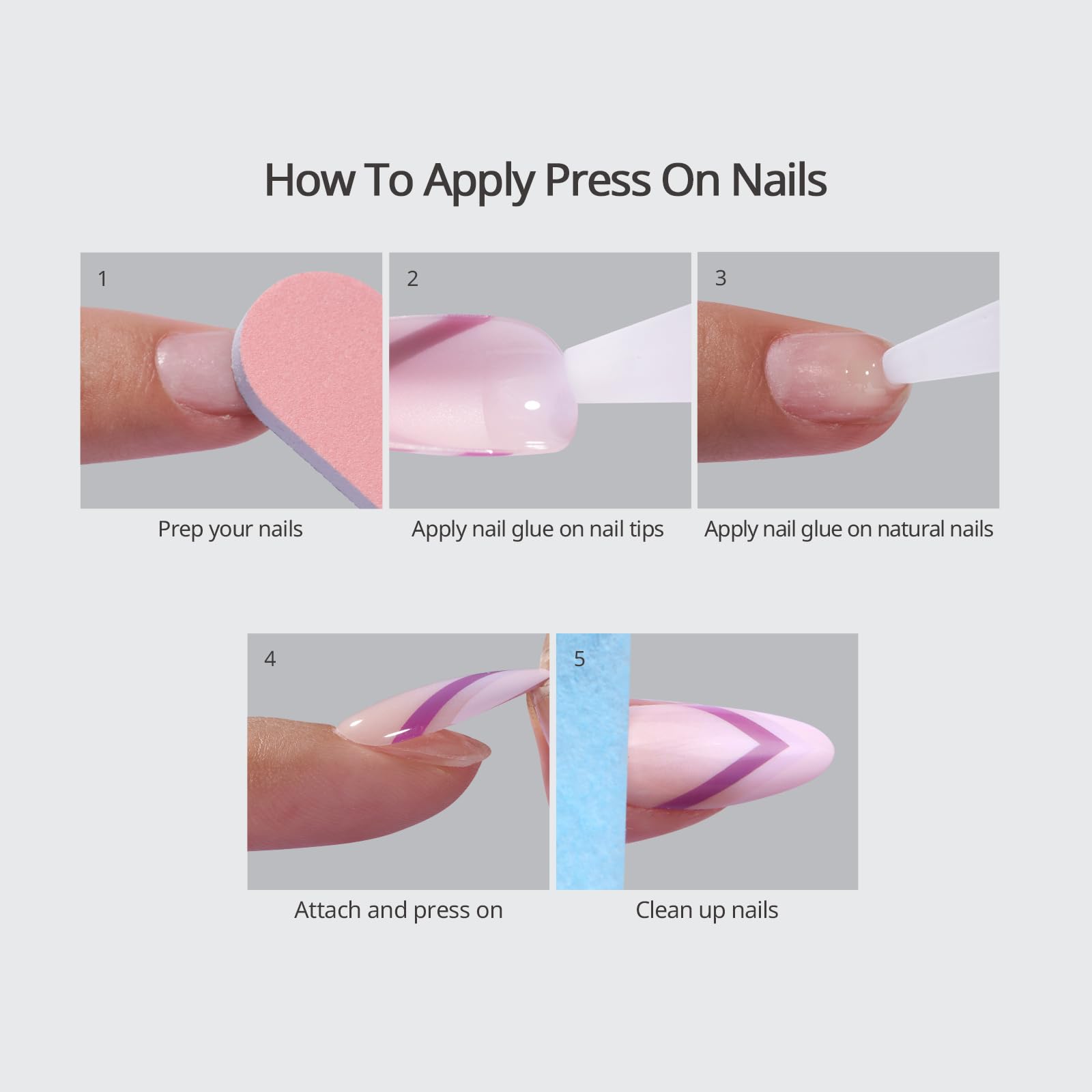 Pink And White Mixed Blending Gradient Press On Nails, Simple Go With Diverse,Are Essential For Women And Girls' Gatherings And Banquets