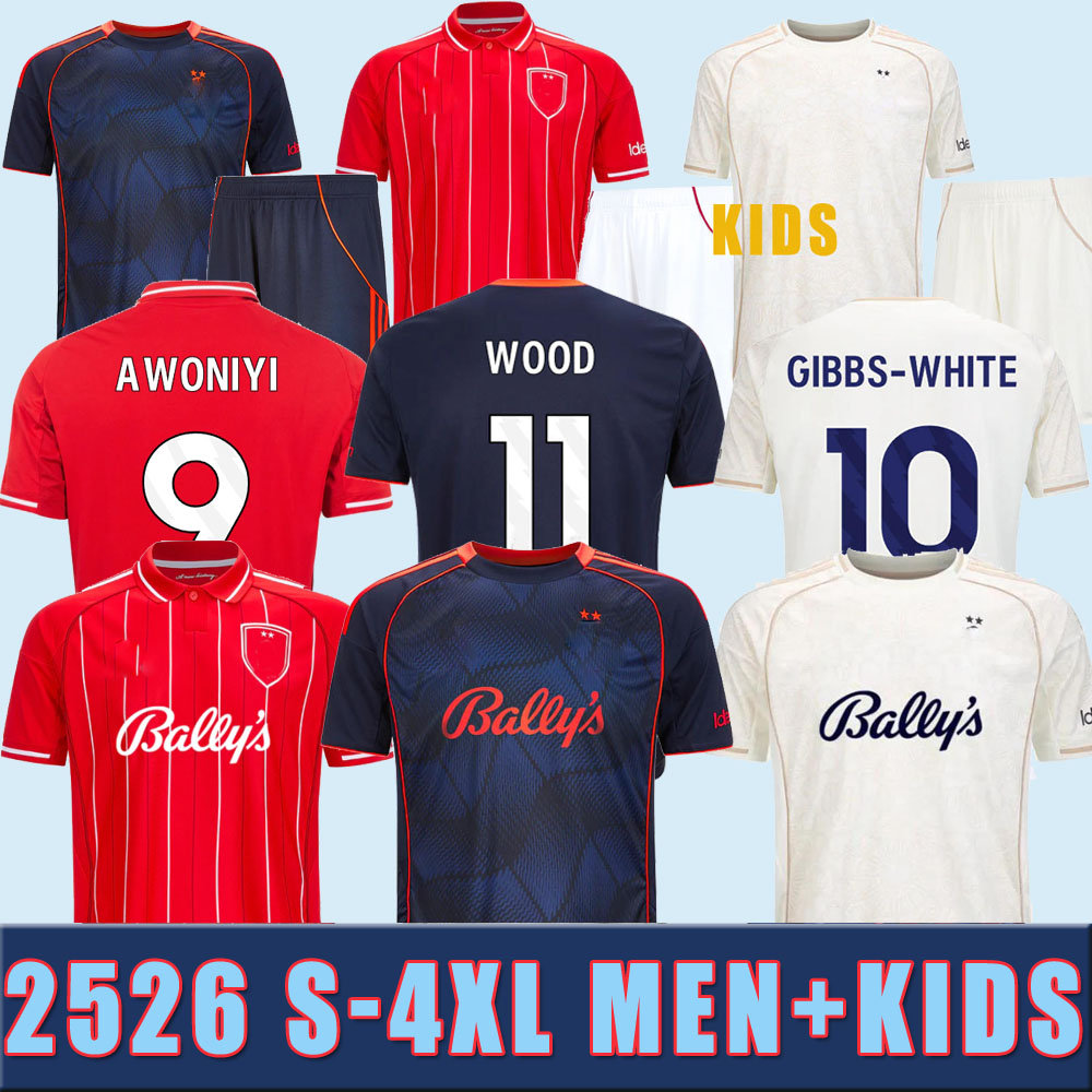 2025 2026 S-4XL NottinghamS Soccer Jerseys Forest AWONIYI 24 25 WOOD GIBBS-WHITE Hudson-Odoi Ndoye football shirt men KIDS Camiseta de futbol