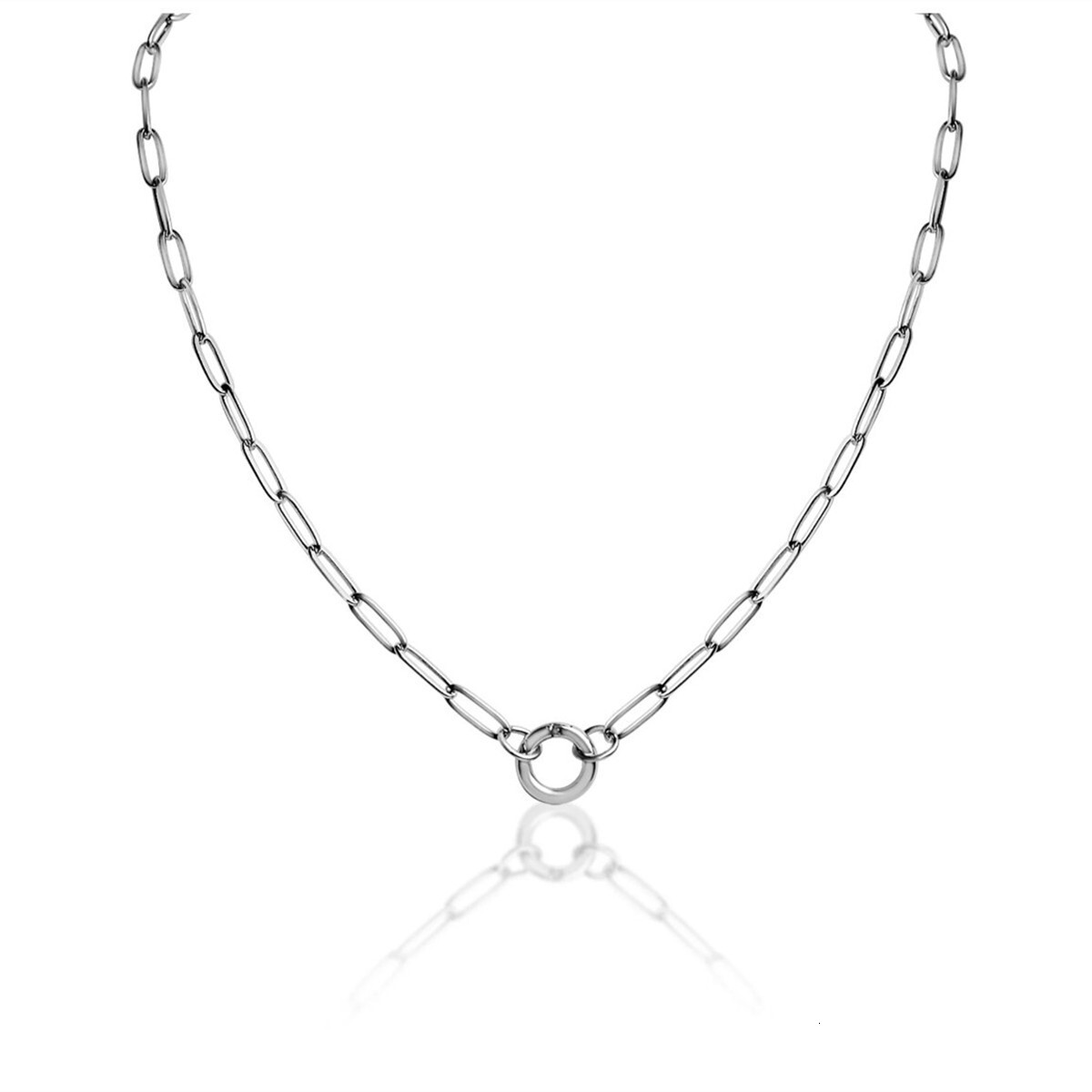 Stainless Steel Paperclip Circle Clavicle Chain DIY Pendant Necklace Personality Simple Unisex - view 7