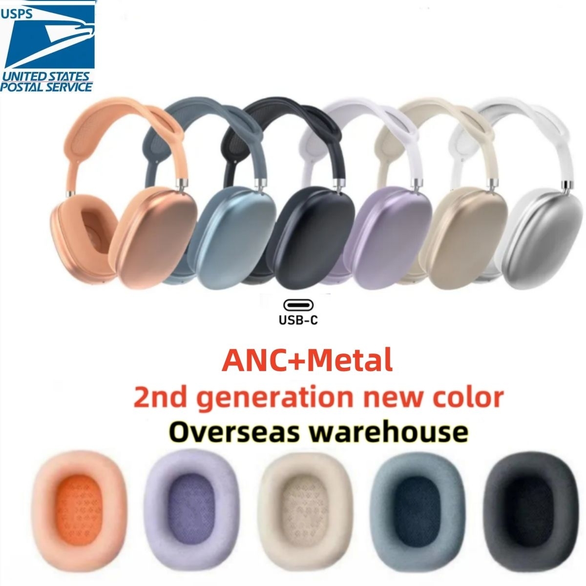 for airpod max headphones P9 max Wireless Earphones maxes airpodspro max Active Noise Cancelling headset HiFi Stereo Sound Magnetic leather cover