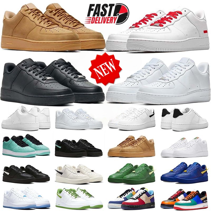 Designer Shoes New one running shoes for men women designer 1 triple white black wheat high low mens trainers outdoor runner sports sneakers shoe big size 36-47