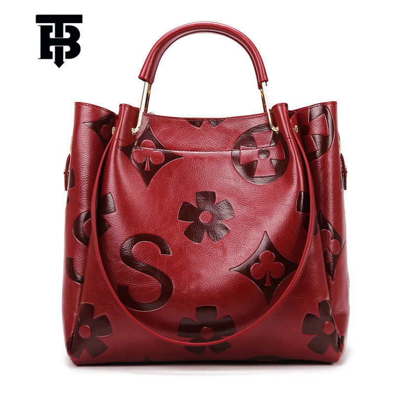 TB BHULAMTE Designer Retro Geometric Embossed Bucket Shaped Handbag, Large Capacity High-end Women's Business Bag European Style Single Shoulder 