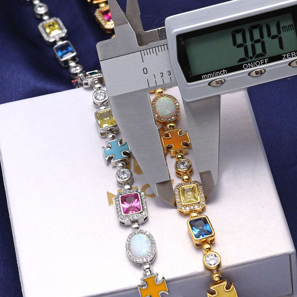 Necklaces Designer for women Luxury Jewelry men Multicolor Gem Stone Enamel Cross Chain Gold Plated Big Gemstone Daily outfit Necklace