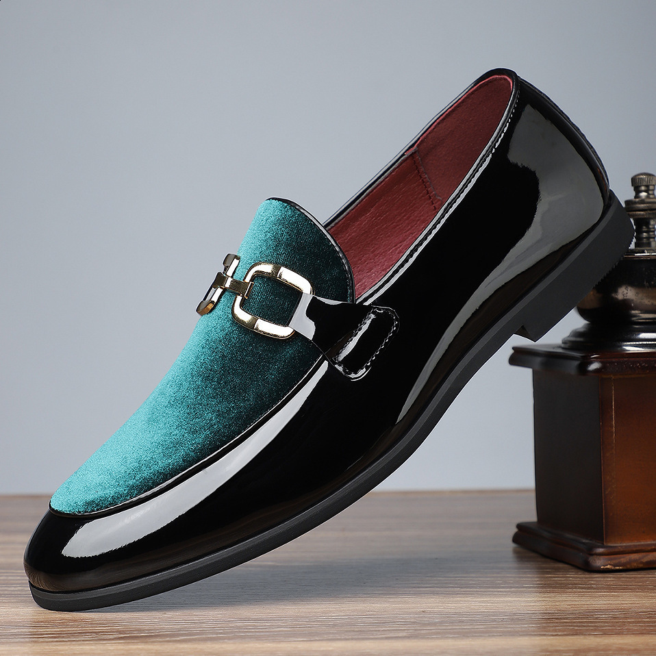 Mens Casual Leather Shoes Mens Fashion Patchwork Party Wedding Loafers Moccasins Men Slip-on Light Comfortable Driving Flats 240314