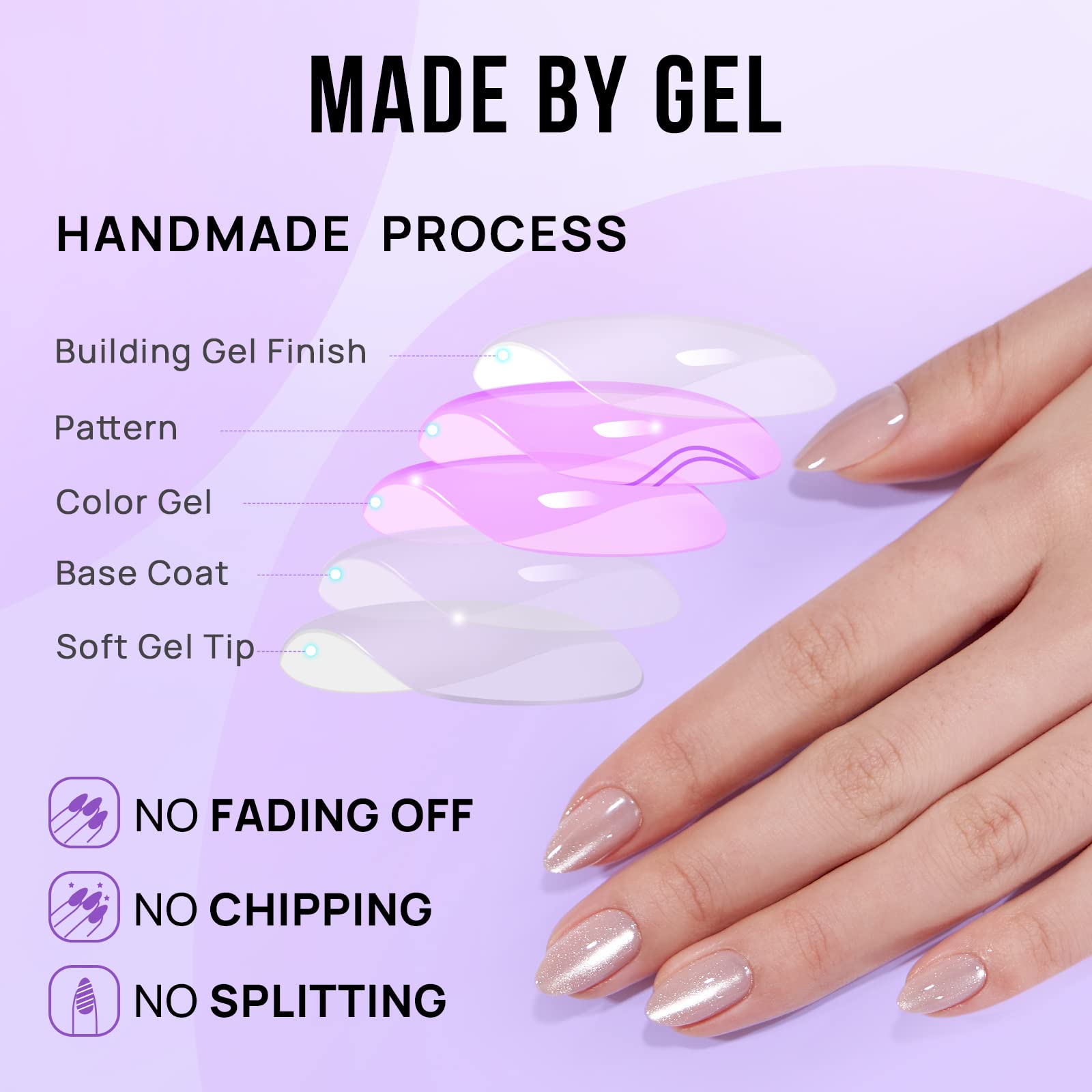 Ice Transparent Water Light Cat Eye Medium Long Press On Nails, Exquisite And Versatile Designed Specifically For Girls And Women