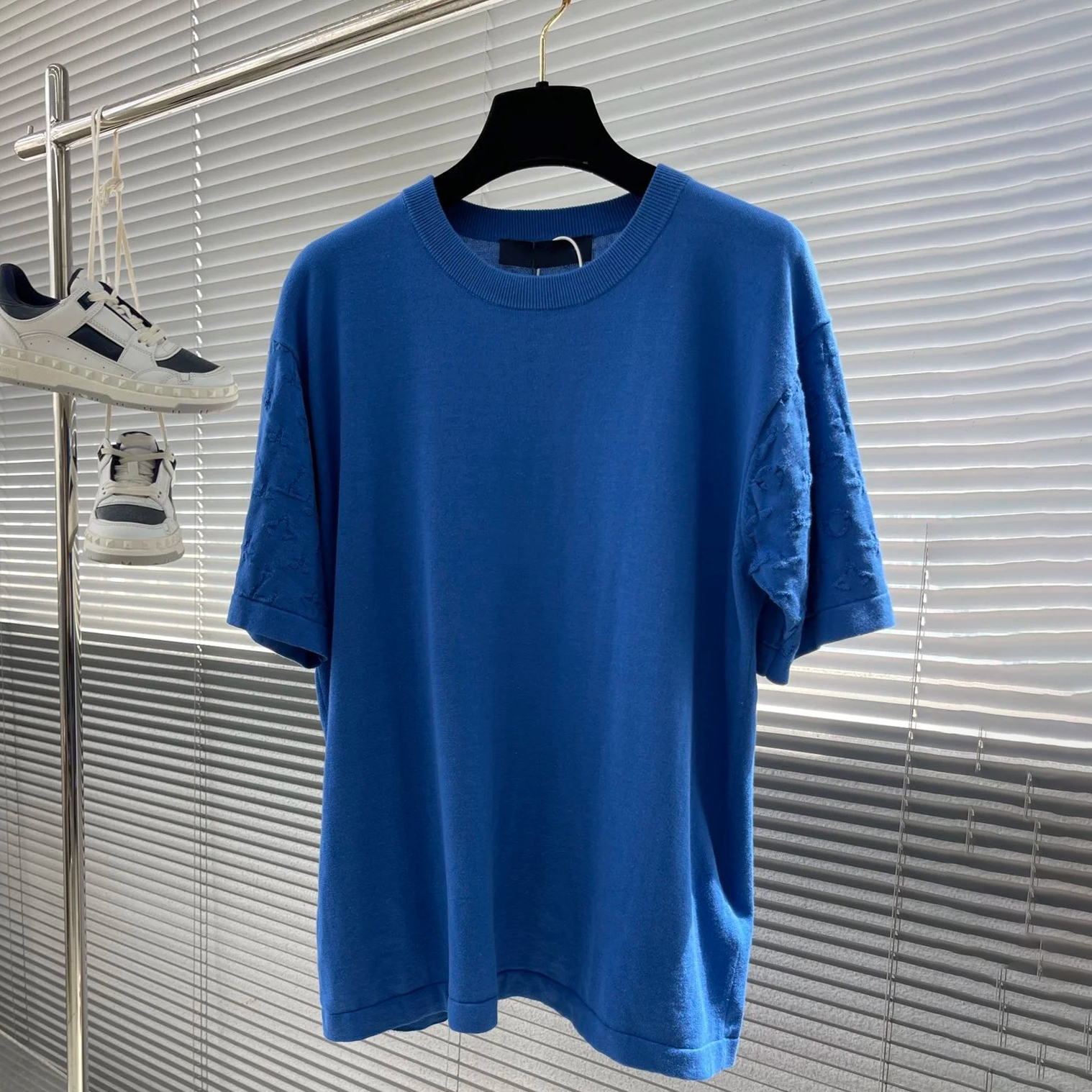 High quality designer T-shirt, fashionable jacquard letter knitted T-shirt, men's T-shirt, summer casual sports round neck top