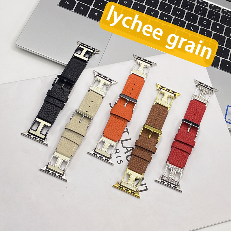Lychee patterned leather strap top layer leathe TOGO leather fashion strap Apple strap 38mm 40mm 41mm 42mm 44mm 45mm iWatc series luxury designer