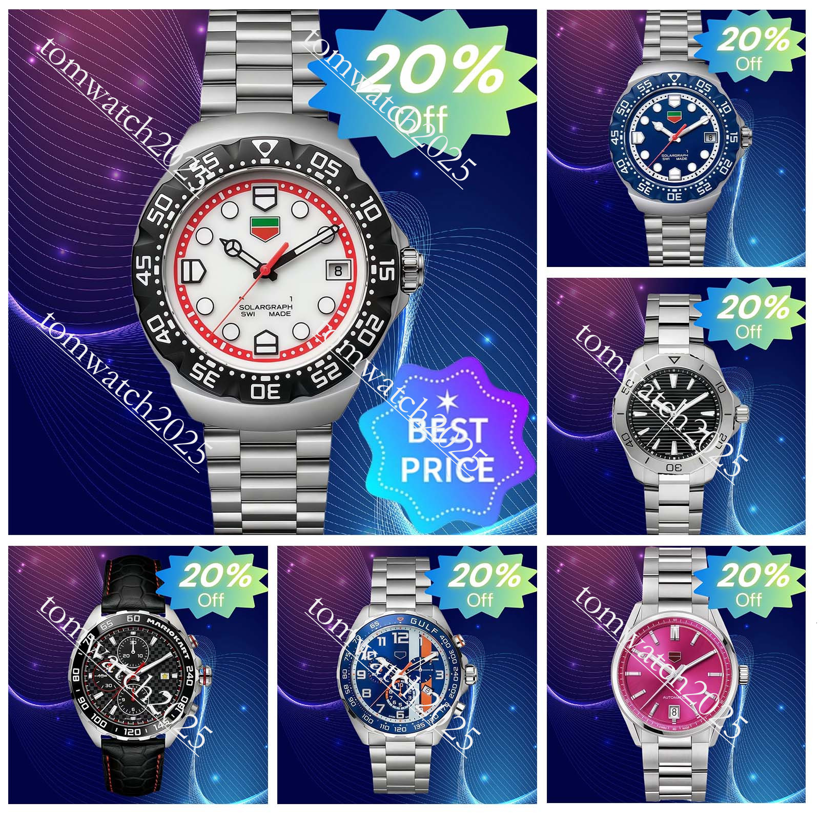 2025 10A Tagity watch men's watch Quartz ceramic watch all stainless steel swimming Tagity Heuerers watch sapphire luminous watch automatic Tagly Heuerers watch 26