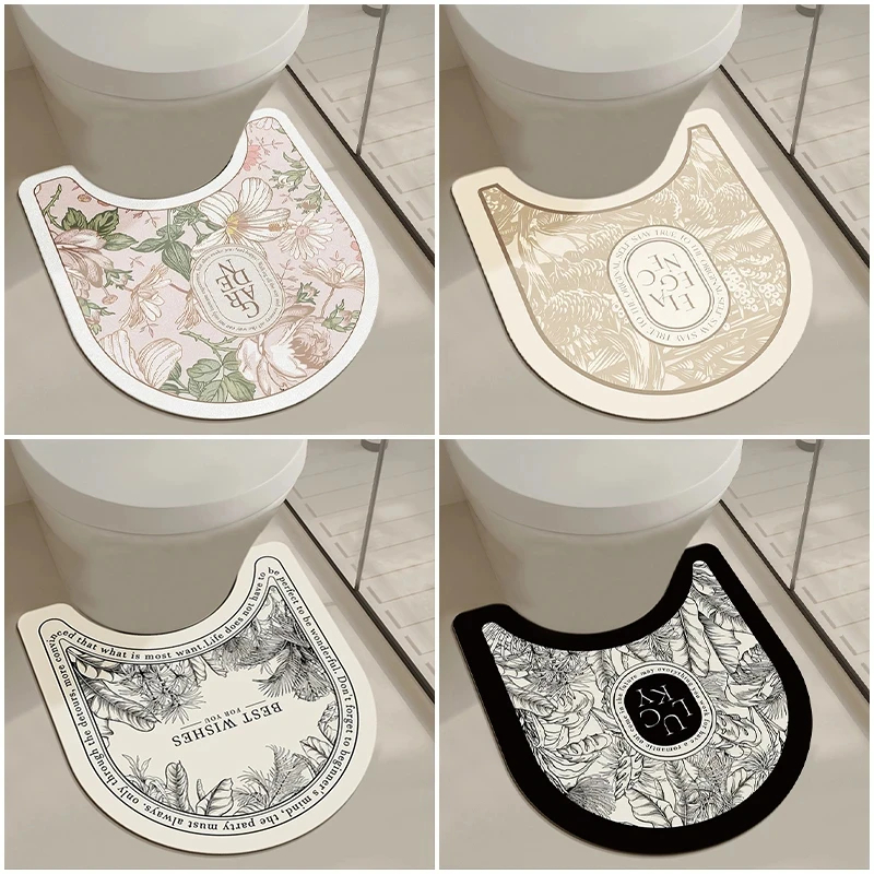 Designer Home Lightweight Luxury Retro Bathroom Anti-slip Mat U-Shaped Mat Water Absorbent Mat Bathroom Door Mat Home Practical Mat
