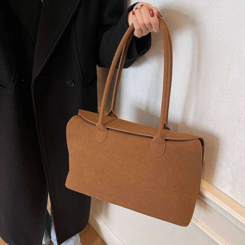 Business Briefcase Style Shoulder Bags For Women Soft Faux Suede Big Capacity Shopper Totes 2025 Latest Designer Handbags