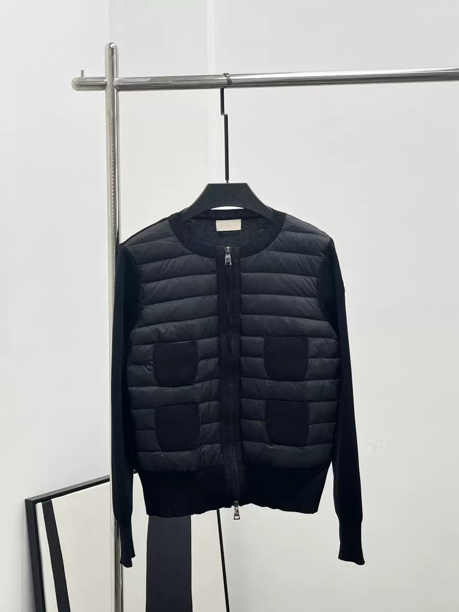 Designer Womens Down puffer Jackets Knitted Patchwork Embroidered Letter Badge Women's Parkas French Brand Winter Coat 001