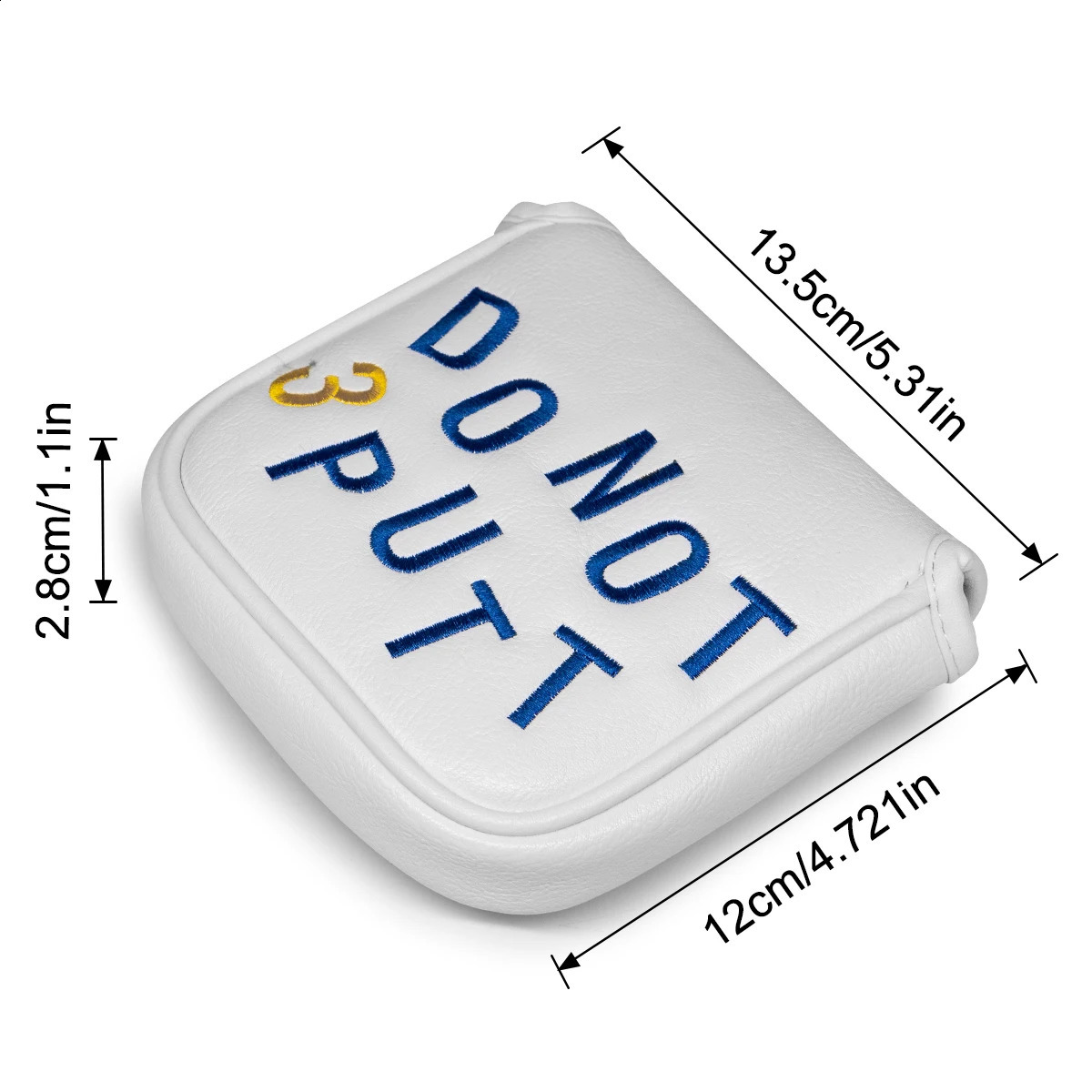 Golf Blade Mallet Putter Cover DO NOT 3PUTT Elegant Embroidery White Premium Leather Golf for Mallet Headcover with Magnetic 250829