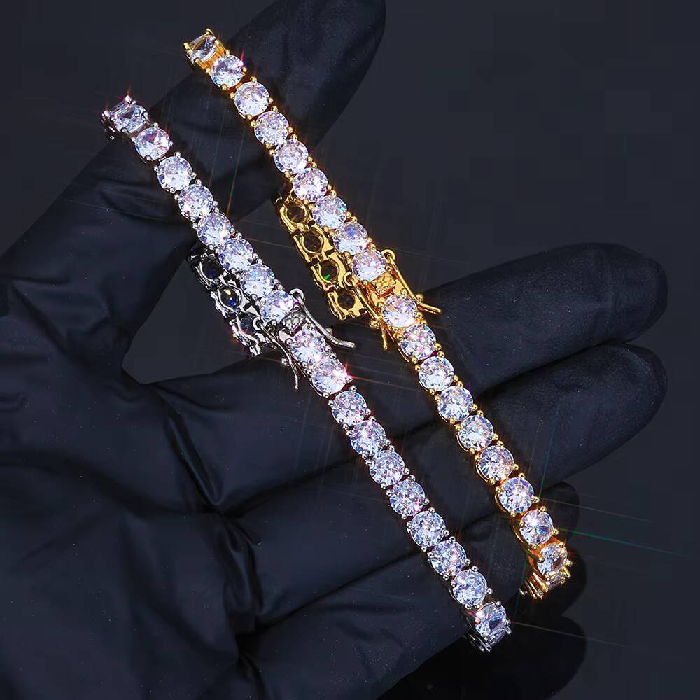 ESKEEM MultiWidth Tennis Chain Bracelet 2345mm 925 Silver VVS Moissanite Iced Out Brilliant Hip Hop Jewelry Bling
