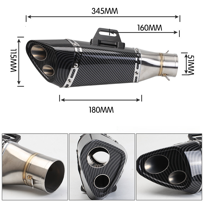 Motorcycle modification S2 carbon fiber double mouth hexagonal angled fish mouth imitation Scorpio