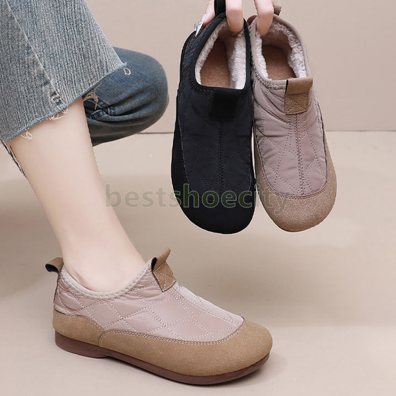 Winter designer boots woman Fashion snow boots Fluffy Lining Soft Sole Shoes Ladies slip-on Warm Comfortable wool blend cotton booties Size 35-42