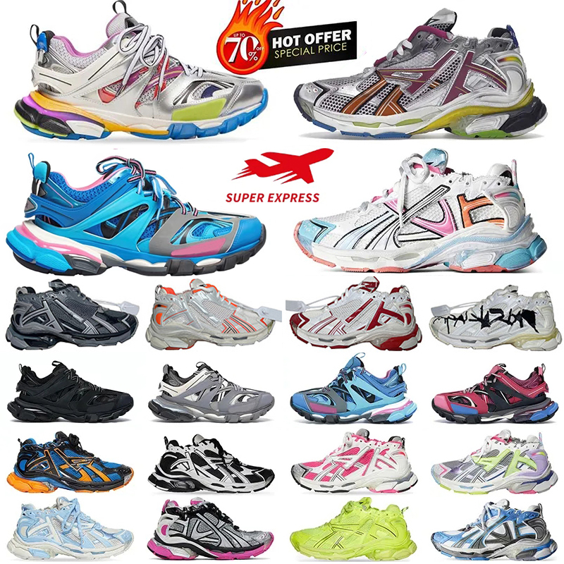 Designer Runner 7.0 7.5 Casual Shoes Track 3.0 Sneaker Paris Triple White Black Pink Grey Beige Gomma Leather Men Women Nylon Printed outdoor Trainers Eur 35-46