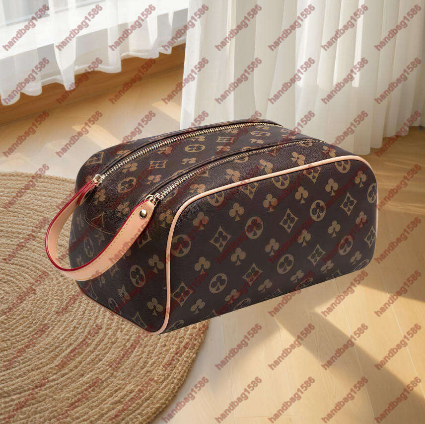 high quality Classic designer Double zipper men travelling toilet bag designer women wash large capacity cosmetic bags toiletry Pouch makeup bag purse handbag1586