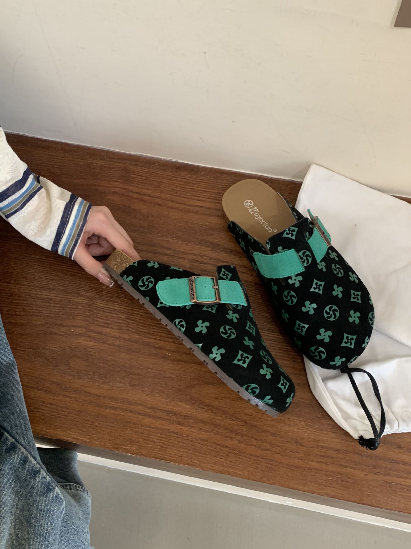 Fashion Versatile Printed Platform Slippers 2025 Autumn New Design Casual Soft Sole Women Shoes