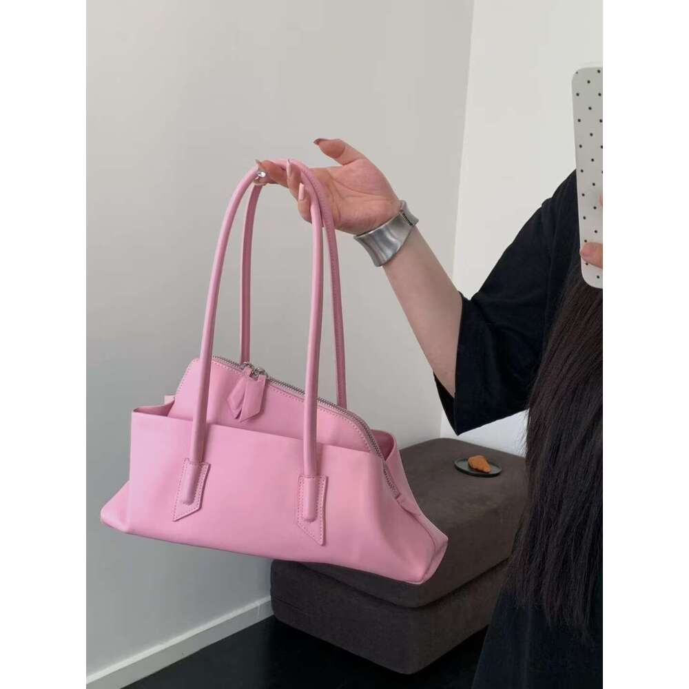 Genuine Leather Shoulder 2025 New High-end Boston Handbag Women's Niche Design Commuter Crossbody Bag