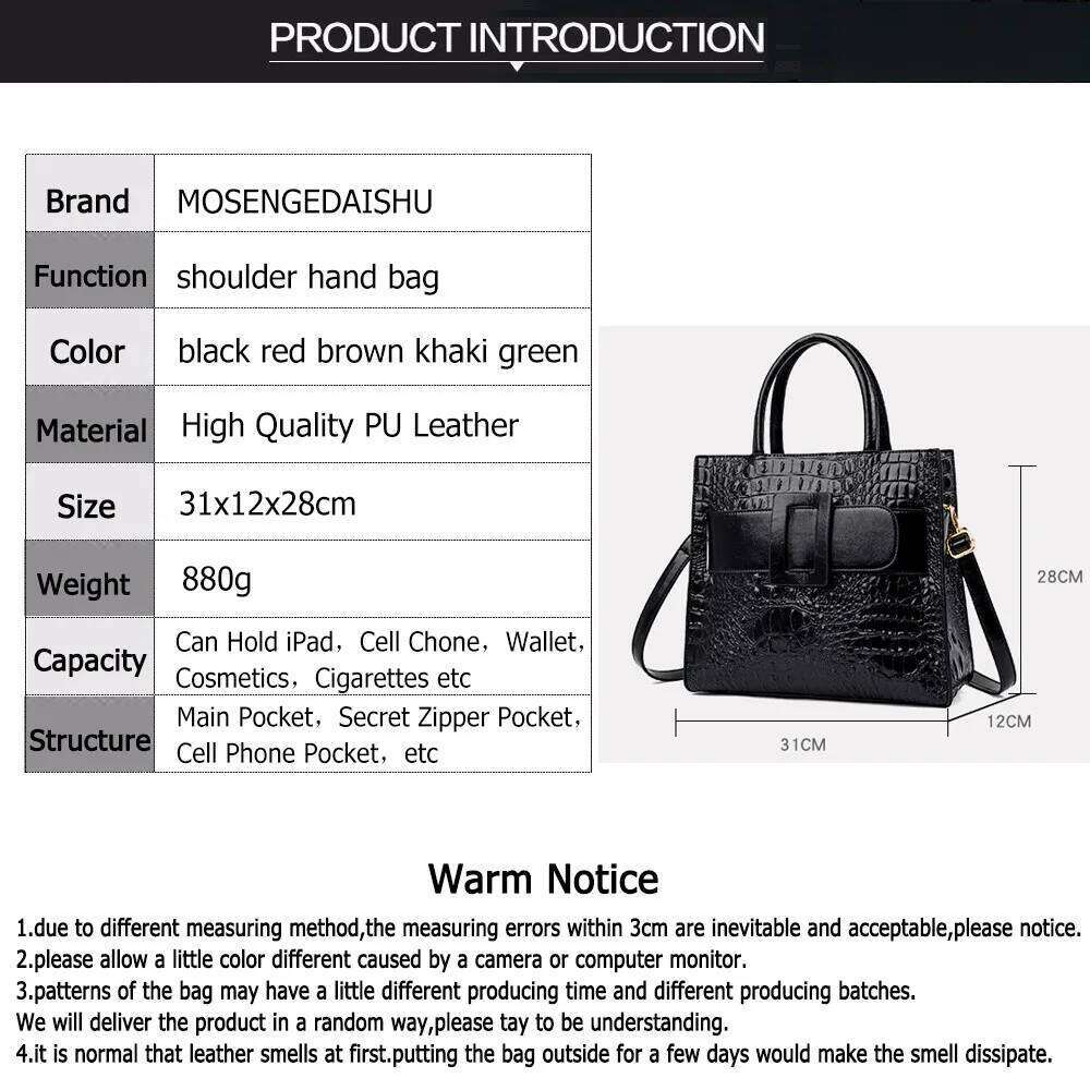 Brand Crocodile Belt Handbags Women Leather Shoulder Designer Crossbody Bags Female Retro Tote Handbag
