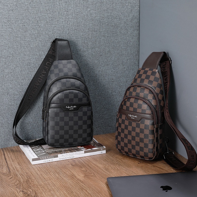 Free shipping designer bag wholesale men's chest bag luxury waist bag PVC single shoulder outdoor sports waterproof casual crossbody plaid couple trendy bag