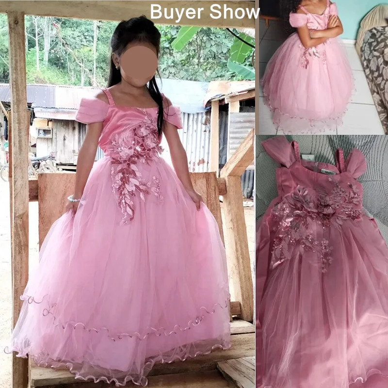 Teenagers Girls Wedding Flower Dresses For Kids Evening Princess Tutu Elegant Long Prom Gown Children Bridesmaid Formal Clothes 250829