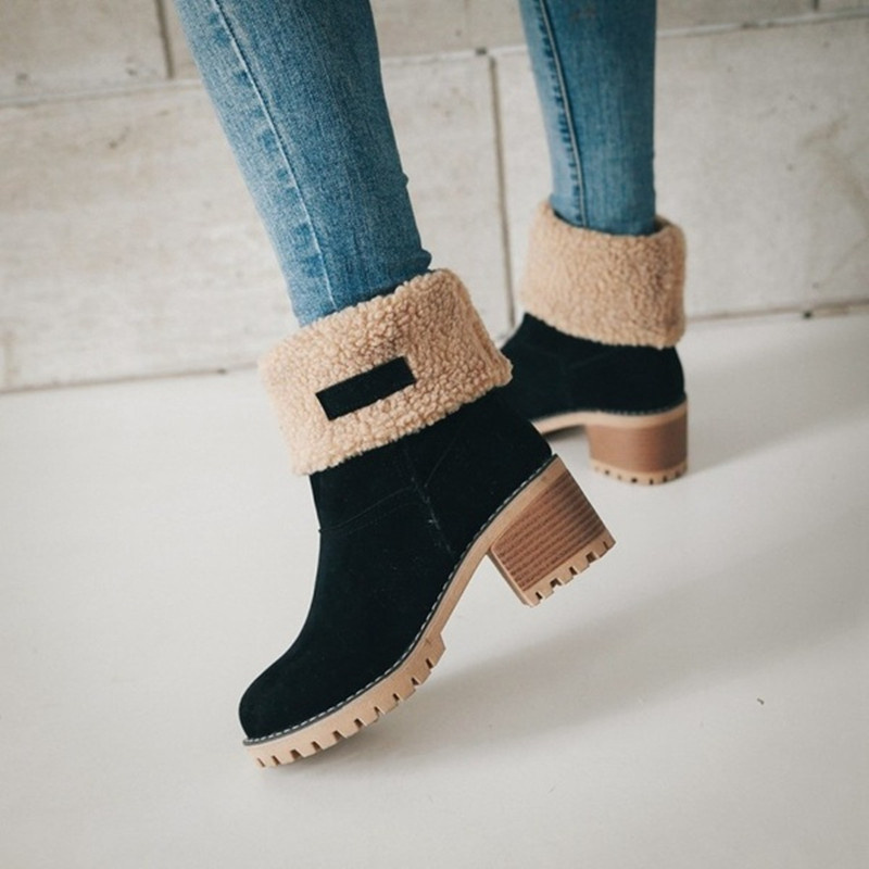 Free shipping designer Shoes hot sales classic light luxury autumn and winter mid length thick heel snow boots outdoor casual warm oversized cotton sh