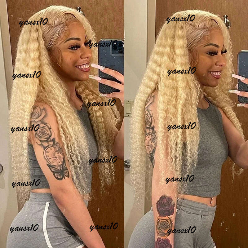 40 Inch 613 Honey Blonde Color Curly Human Hair Deep Wave 13x4 13x6 Hd Lace Frontal Wigs Brazilian Wig for Women 250 Density