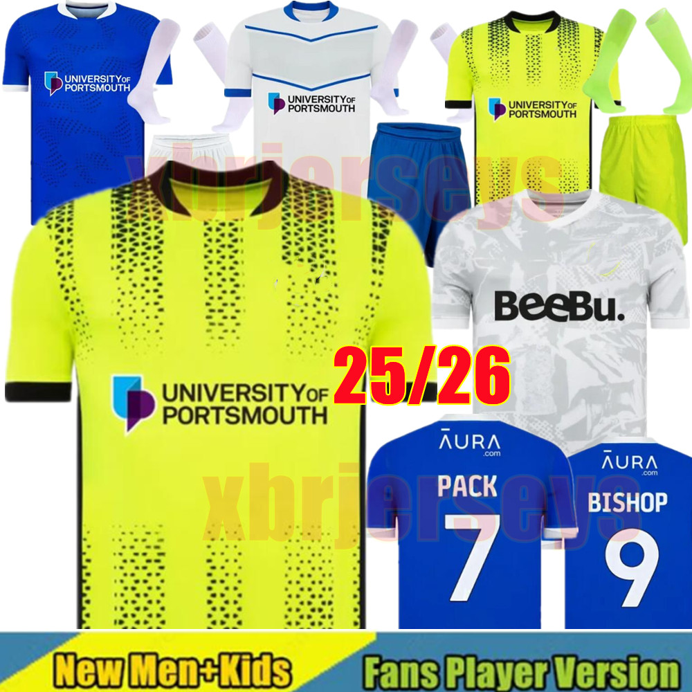 Portsmouth Soccer Jerseys 2025 2026 Portsmouth home away 3rd Football SAYDEE BISHOP YENGI SILVERA DOZZELL mens kids uniforms 25 26 Portsmouth Jersey football shirt