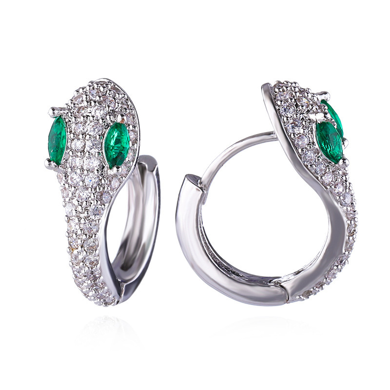 Luxury Brand Designer Exquisite Snake-Shaped Earrings European And American Three-Dimensional Funny Ear Jewelry Copper Micro-Inlaid Women's Minim