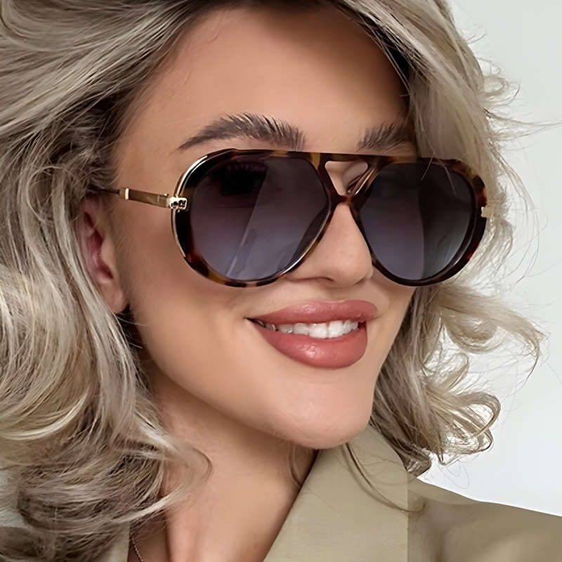 Double Bridge Retro Sunglasses Vintage Large Frame UV Protection Shades for Women Men