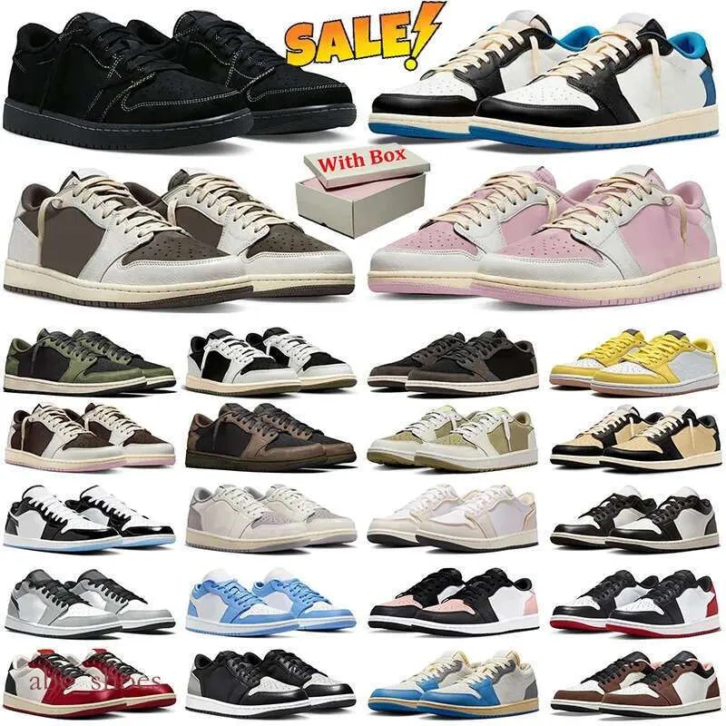 Designer Basketball Shoes Men Women Low help 1S co-branded lightning barb Mocha Sports Sneakers Pine Green Black Cement Sail Pink running Trainers size 36-48