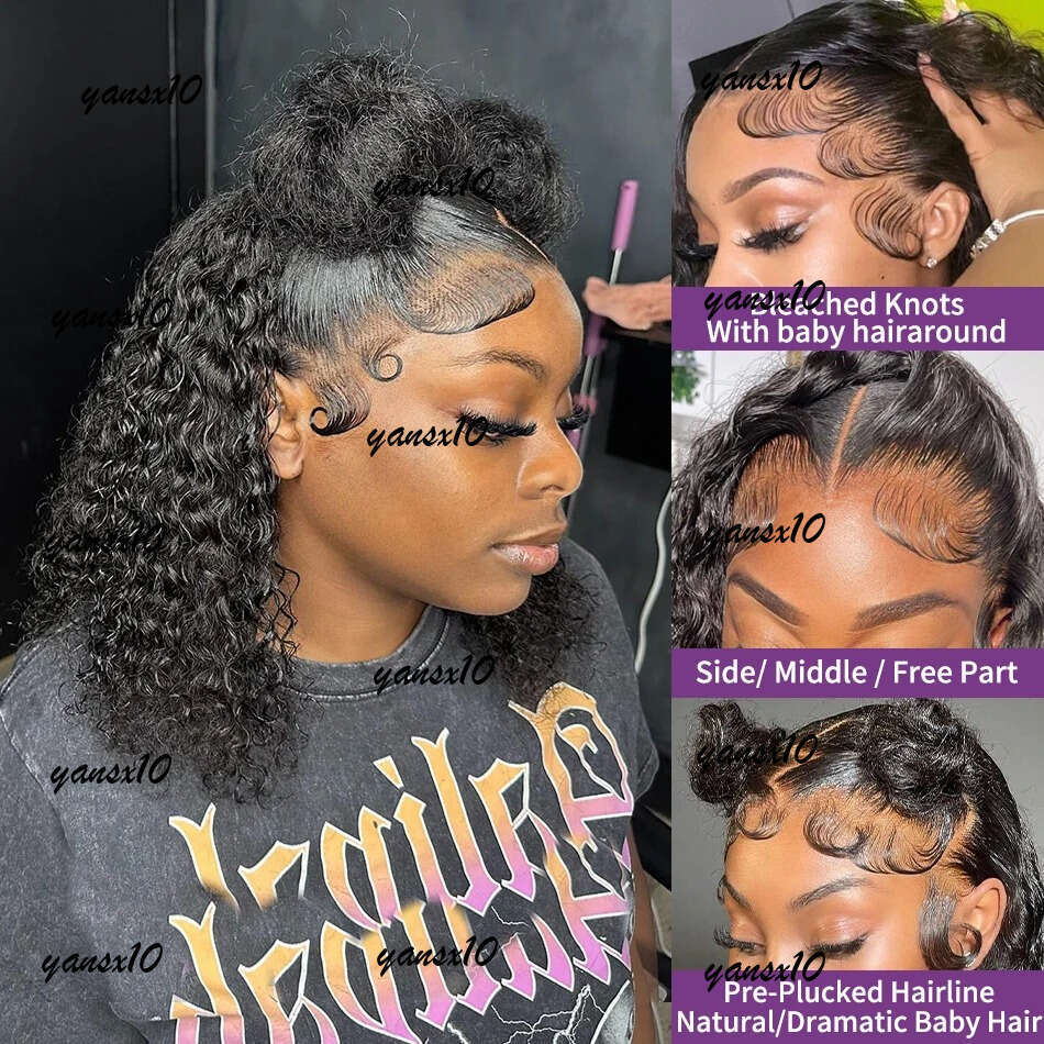 180% Short Curly Bob Front Human Hair 13X4 13X6 Deep Wave Frontal Wig Closure Glueless Wigs Hd Lace
