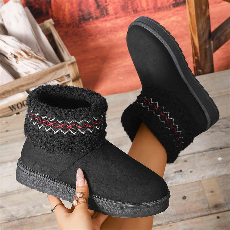 2025 new designer shoes free shipping winter ankle boots Non-slip outdoor casual snow boots women's velvet embroidery cotton shoes for warmth siz