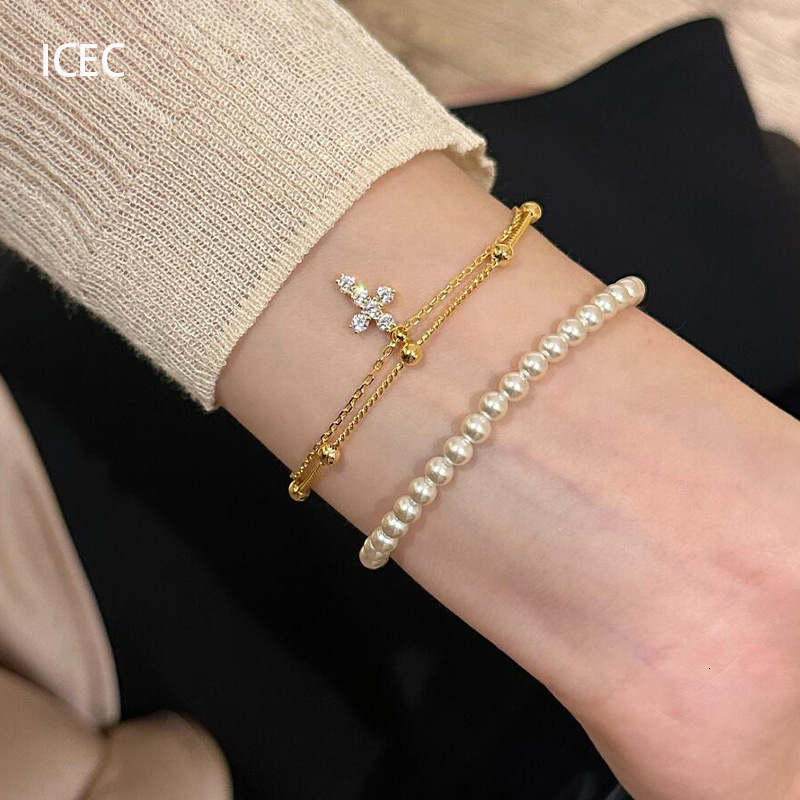 Cross Bracelet French Style Light Versatile Niche Design High-end Double-layer Stacking Best Friend Jewelry